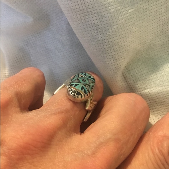 Roderick & Marilyn Tenorio SS Gemstone Inlay Ring - Picture 5 of 16